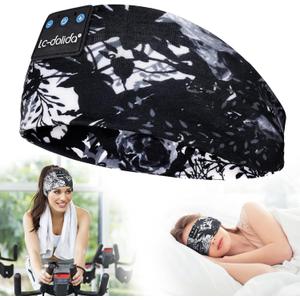 LC-dolida Sleep Headphones Bluetooth 5.4, Headband Earphones Wireless, Sleep Mask for Sleeping, Sports, Gifts, Workout, Jogging, Yoga,Insomnia, Air Travel, Meditation