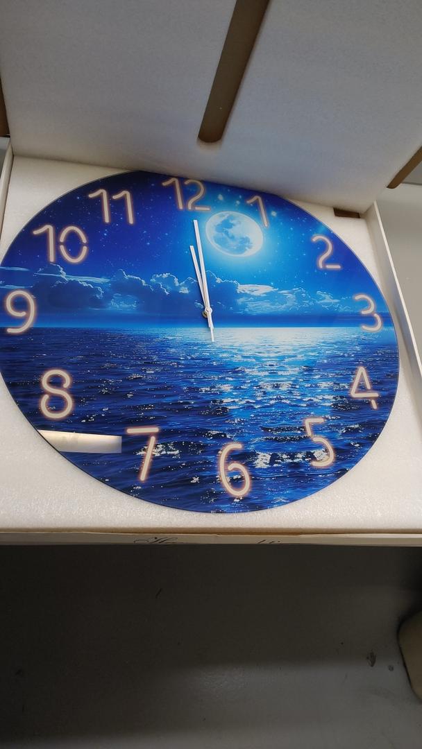 Constantplanet Big Wall Clocks Battery Operated 16 Inches or Larger Glass Moon Clock for Kitchen Blue Wall Clock Non Ticking : Home & Kitchen