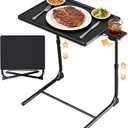 Adjustable TV Tray Table - 6 Height & 3 Tilt Angle Adjustments | Multifunctional Foldable Tray Table with Removeable Cup Holder for Eating or Working on Couch, Bed & Office
