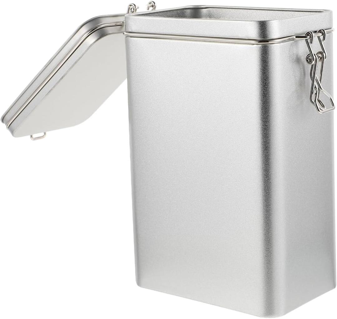 Square Tinplate Coffee Storage Bucket with Lid Airtight Food Canister for Kitchen Pantry Metal Container for Coffee Beans Spices and Snacks