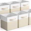 Sorbus Foldable Storage Bins  6-Pack Fabric Storage Cubes, 11-Inch Cube Organizer Bins for Closet, Shelves, and Cubby Storage  Collapsible Cloth Storage Baskets for Home Organization (Beige)