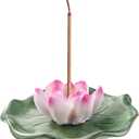 KR. LIF Lotus Incense Holder & Burner, Agarbatti Stand, Detachable Lotus Leaf Incense Tray, Ash Catcher for Altar, Sage & Palo Santo, Ceramic