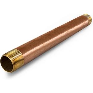 10" Long Brass Nipple Pipe Fitting with 3/4" Nominal Diameter and NPT Ends