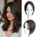 10" Clip in Bangs Hand-tied Base, 360 Clip In Hair Topper No Bangs Upgrade Handmade Hair Extensions (Dark Brown)