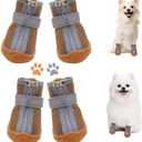 Dog Shoes for Small Dogs, Puppy Dog Boots & Paw Protector for Winter Snow Day, Summer Hot Pavement, Waterproof in Rain Weather, Ourdoor Hiking, Indoor Hardfloors with Anti Slip Sole 4PCS/Set (#5 (width 1.88 inch) for 21-27 lbs)