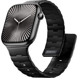 Bandletic Magnetic Silicone Watchband Compatible with Apple Watch Band 44mm 45mm 46mm 49mm 42mm 41mm 40mm 38mm Men Women, Strong Magnet Sport Strap for iWatch Series 11 10 9 8 7 6 5 4 Ultra SE 3 2 1