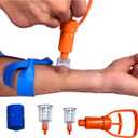 Snake Bite Kit, Bee Sting Kit, Emergency First Aid Supplies, Venom Extractor Suction Pump, Bite and Sting First Aid for Hiking, Backpacking and Camping. Includes Bonus CPR face Shield (Orange)