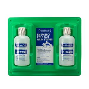 PhysiciansCare Wall-Mountable Eyewash Station with 2 Bottles of Eye Wash Solution, 32 oz Each
