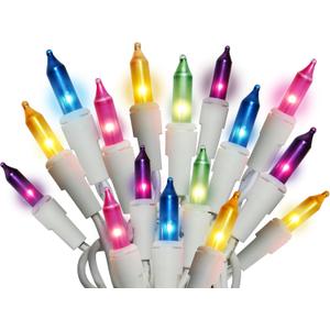 Holiday Pride Easter String Lights - 100 Count Mini Easter Lights String on White Wire (24 Ft) - Indoor/Outdoor Use - UL Listed - Static & Blinking Modes - Connectable