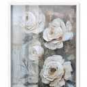 White Rose Canvas Wall Art, 25 x 37 inch Frameless Textured Poster, Modern Floral Art Print for Living Room, Bedroom, Kitchen, Bathroom