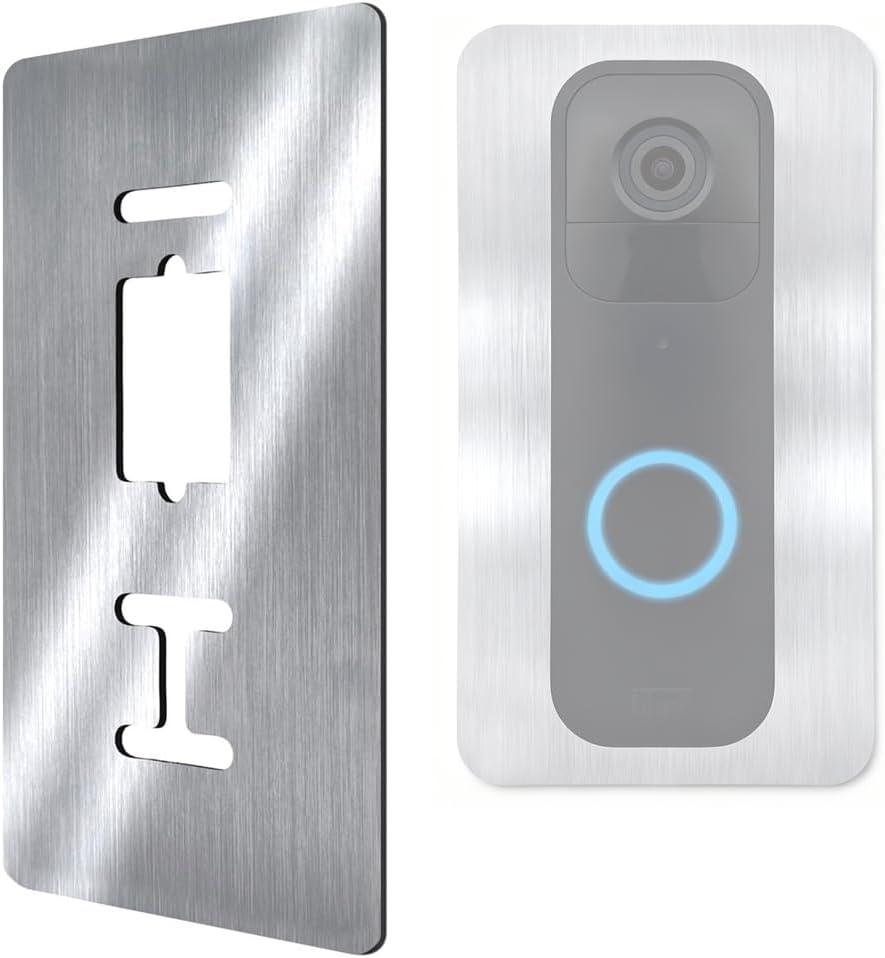 Stainless Steel Faceplate, Accessories for Blink Video Doorbell, Video Doorbell Bracket, Sign, Fixing, Wall Plate for Wireless Bell Silvery(T90)