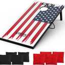 SPOYNAL Electronic Cornhole Board Set 4 x 2 FT, Wooden Corn Hole Game with Built-in Score Display, Portable Yard Games Set with 8 Bean Bags for Backyard, Tailgate, Lawn and Outdoor Gatherings