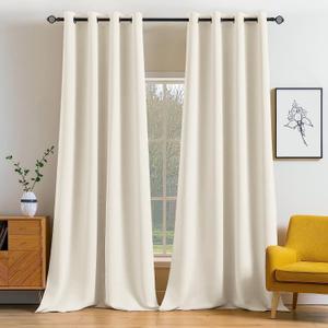 MIULEE Blackout Curtains 96 Inches Long for Bedroom Living Room Thermal Insulated Room Darkening Grommet Top Solid Light Blocking Drapery Set of 2 Window Panels Birch