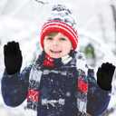 Glooarm 3 Pairs Kids Gloves Winter Gripper Knit Magic Gloves Stretch Warm Cold Weather Gloves for Boys Girls 4-12 Years (Pentacle Printing)