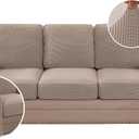 H.VERSAILTEX Multi-Pieces Sofa Covers Stretch Couch Covers Form Fitted Seats and Back Cushions Covers (3 Seat Covers Plus 3 Back Cusion Covers, Bonus 2 Armrest Covers), Sand