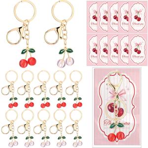 Sureio Cherry Keychain Party Favors gift Cherry Keyring Bulk Charm Accessories Souvenir for Women Girls Guests Baptism