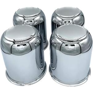 4 Pack 3-3/4 Inch Center Caps Push Through for Trailer Truck RV Wheels Rims 3-3/4" Center Bore Chrome Stainless Steel