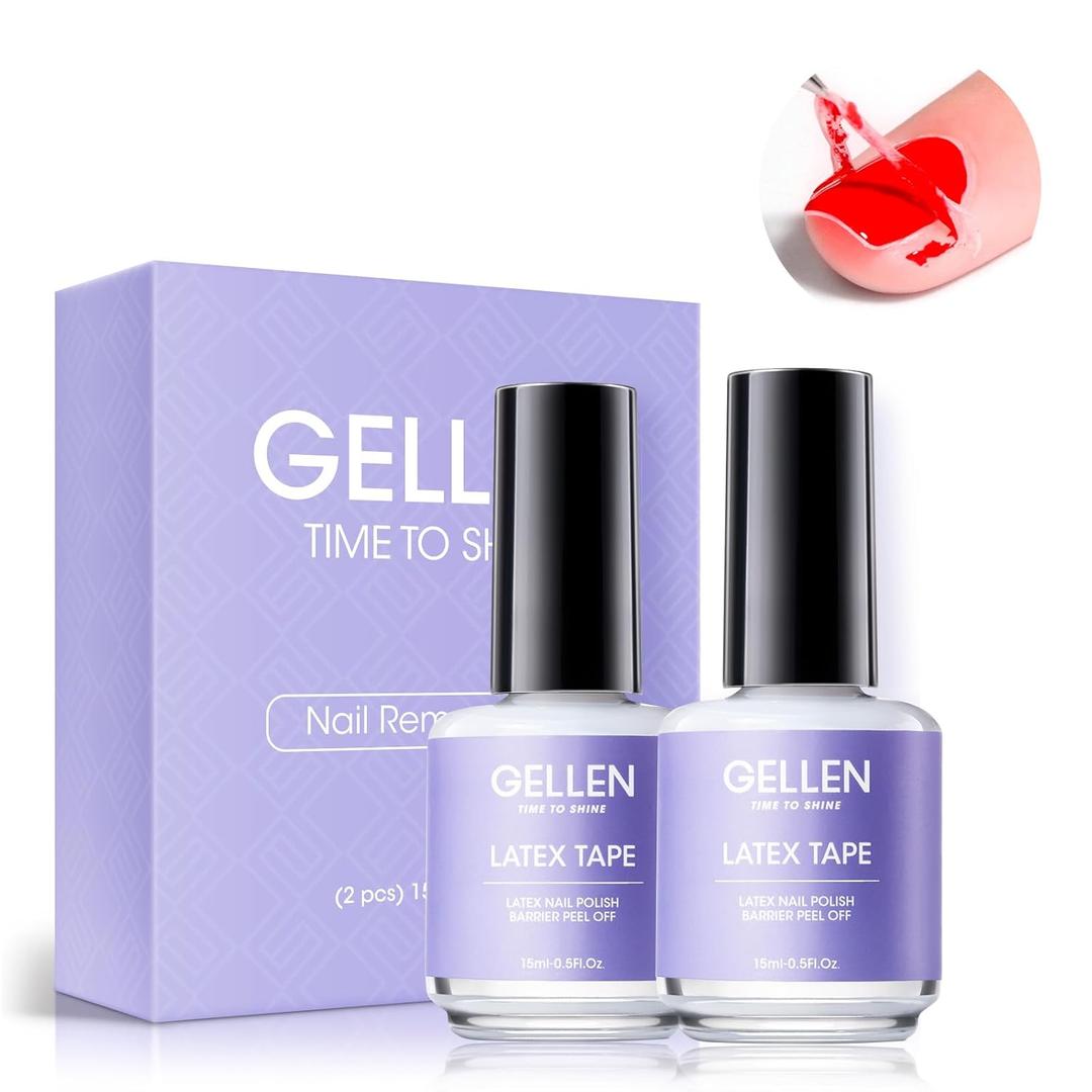 Gellen Gel Polish Remover Latex Tape for Nails, Fast Drying Liquid Latex Nail Polish Barrier Peel off Latex Tape Gel Remover Kit Cuticle Guard for Nail Art Liquid Latex Barrier Protector (A3- 2 Pcs Latex Tape)