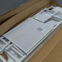 Small Makeup Vanity Desk 27.5''W with Mirror and Lights, Vanity Desk with 3 Fabric Drawers and Height-Adjustable Stand, Vanity Table for Girls Gifts, Bedroom and Small Spaces, White