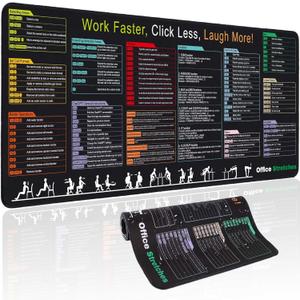 Excel Cheat Sheet Desk Pad, Keyboard Excel Shortcut Desk Mat, XL Large Mouse Pad, Large Keyboard Mat for Office Supplies (Green1)