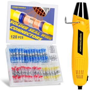 haisstronica 120 PCS Solder Seal Wire Connectors with Heat Gun Kit - Solder Sticks Wire Terminals Waterproof Electrical Connectors for Automotive, Marine, Wiring Repair