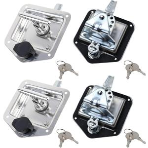 4 Pcs Stainless Steel Car Trailer Door Latch Rv Door Tool Box Lock with Gasket T-Handle Latch with Keys 304 Stainless Steel Highly Polished