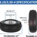 GICOOL 10" Tire and Wheel, 2 Pack, 4.10/3.50-4 Pneumatic Tire, with 2.25" Offset Hub, 5/8" Axle Bore Hole, Sealed Bearings for Hand Truck Trolley Dolly Garden Wagon Wheel Replacement