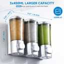 Shampoo and Conditioner Dispenser,Shower Dispenser 3 Chamber No Drill Shampoo Dispenser for Shower Wall Mounted Shower Shampoo Dispenser Body Wash for Bathroom,Hotel,3 * 450ML,Silver