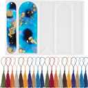 Actvty Silicone Bookmark Molds - 5 Shapes and 20pcs Bookmark Tassels for Resin Casting Crafts