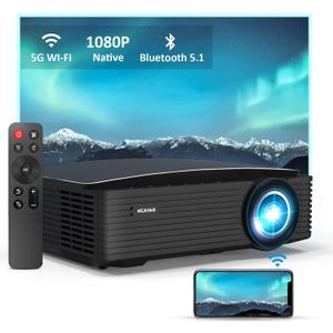 NexiGo PJ20 Outdoor Movie Projector with WiFi and Bluetooth, Native 1080P, Dolby_Audio Sound Support, Compatible w/TV Stick,iOS,Android,Laptop,Console 