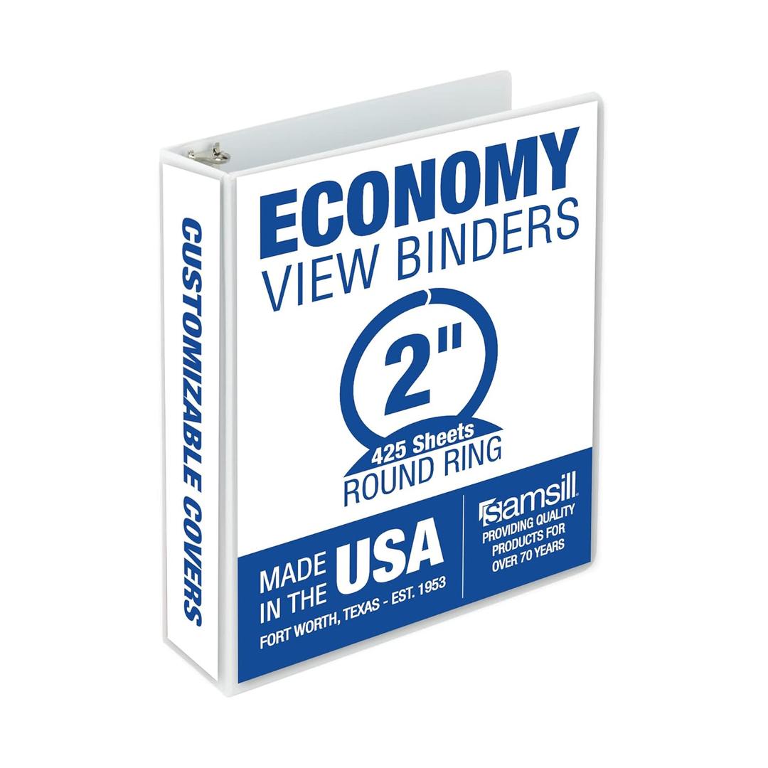 Samsill 2 Inch 3 Ring Binder, Economy Round Ring, Clear View Cover, 425 Sheet Capacity - for School, Home, Office - Pearl White (1-Pack)