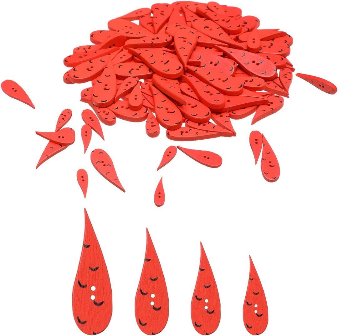 100 Pieces Carrot Nose Buttons Christmas Wooden Buttons for Crafting and Sewing, 4 Sizes