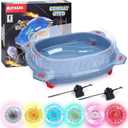 Light Ignite Spinning Tops Battle Set, with Stadium, 6 Light Ignite Spinning Tops, and 2 Launchers, Toys for 6 Year Old Boys & Girls & Up