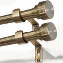 Lootkell 2 Pack Bronze Curtain Rods for Windows 48 to 84 Inches Adjustable Length Heavy Duty 1" Diameter Window Curtain Rod with Solid Metal Finials for Outdoor Farmhouse Bedroom Kitchen Living Room