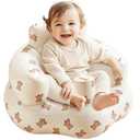 Inflatable Baby Seat for 3-36 Months, Portable Blow Up Support Seat with Built-in Air Pump, Learning to Sit & Feeding Chair for Infants & Toddlers (Bear)