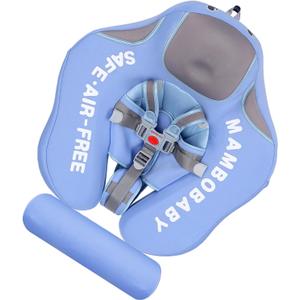 Non-Inflatable Float Infant Lying Swimming Ring Pool Swim Trainer with Tail Float for 3-24 Months (Light Blue)