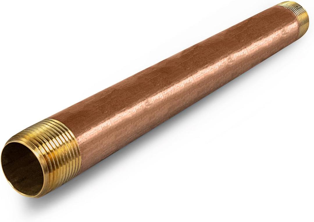 10" Long Brass Nipple Pipe Fitting with 3/4" Nominal Diameter and NPT Ends 10" Long Brass Nipple Pipe Fitting with 3/4" Nominal Diameter and NPT Ends