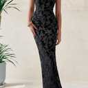 BTFBM Women Spring Dresses 2025 Elegant Wedding Guest Dresses Bodycon Tube Maxi Dress Split Floral Cocktail Dress (Black, XXL)