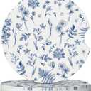 Vintage Blue Flower Car Coasters for Cup Holder Absorbent Ceramic Cup Coaster 2 Pack Anti Slip Car Interior Accessories with Finger Notch Cork Base for Women Men 2.56"