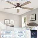 ZMISHIBO 52 Inch Ceiling Fan with Light, App&Remote Control, Flush Mount Low Profile, Dimmable 20W LED Light, Quiet Reversible Motor for Bedroom, Living Room, Apartment, Brown