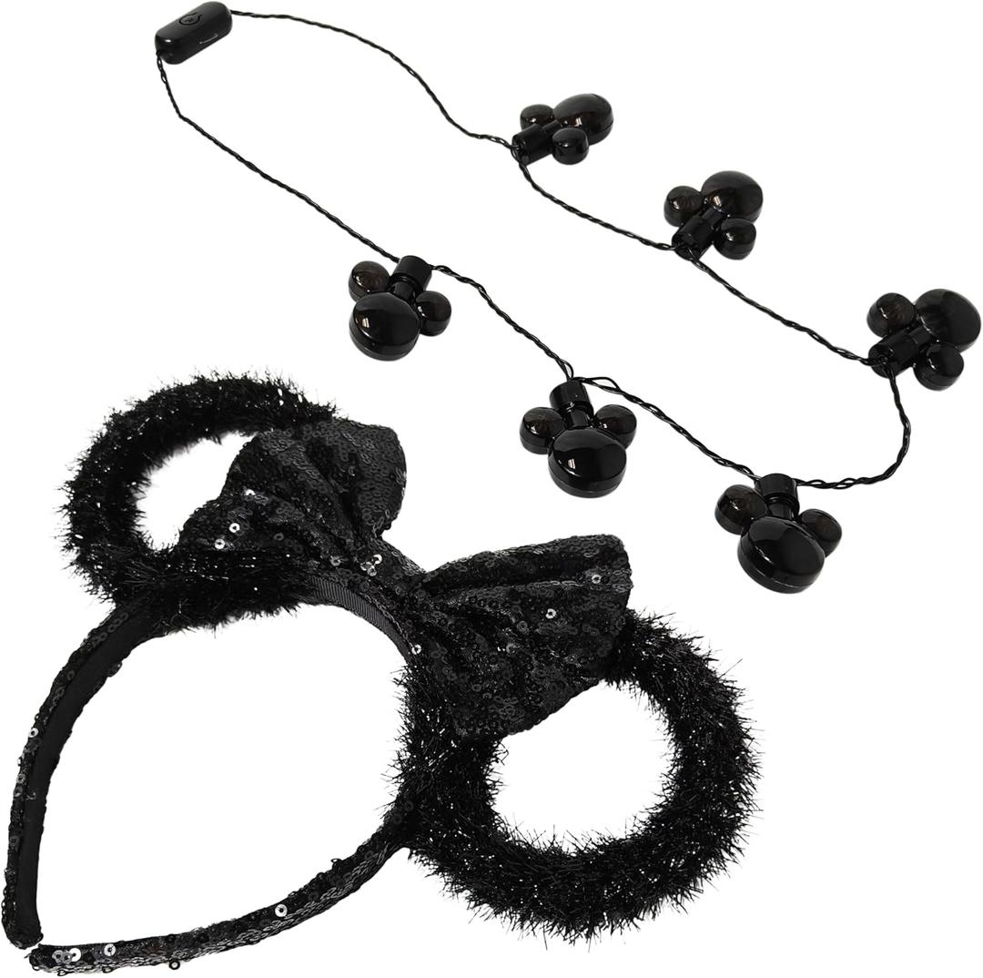 Disney Minnie Christmas Headband and Light-Up Necklace Set  Kids Holiday Accessory Gift Set, Ages 3+
