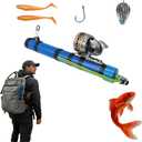 2-in-1 Portable Fishing Rod and Reel Combo with Bait Launcher – Backpack-Friendly Collapsible Shore Fishing Tool, All-in-One Fishing Kit with Lures Hooks Sinkers,Slingshot Fishing Reel