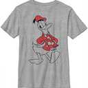 Disney Characters Donald Holiday Fill Boy's Heather Crew Tee, Small