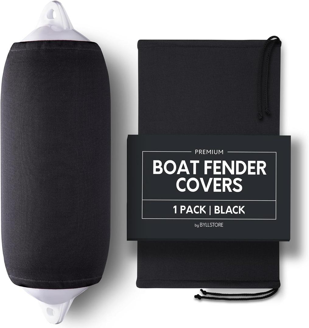 Boat Fender Covers Black & Navy Blue | 1-Pack | Polyester (1-Pack, Black, 8 x 22)