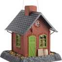 North States Village Collection Old Town Pub Birdfeeder: Easy Fill and Clean. Squirrel Proof Hanging Cable included, or Pole Mount . Large, 5 pound Seed Capacity (9.5 x 10.25 x 11, Brick Red)