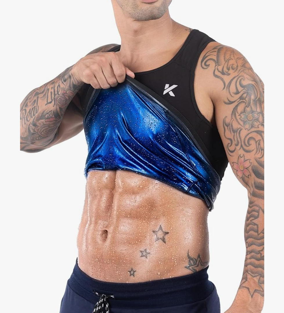 Kewlioo Men's Heat Trapping Pullover Sweat Enhancing Vest - Sauna Suit Shirt Compression Vest Shapewear Top for Gym Exercise 4XL/5XL