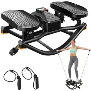 HXD-ERGO Rock Stepper with Elastic Resistance Bands, Side-to-Side Lateral Rocking Motion, Digital Display & High-Capacity Design for Home Leg GluteWorkout