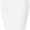 Hybrid & Company Women's Premium Nylon Ponte Stretch High Waist Pencil Suit Skirt Below Knee (1073t-white), Small