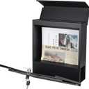 Jssmst Locking Mailbox Wall Mount- Waterproof mailboxes with Secure Key Lock and Newspaper Compartment, Key Lock Drop Box Extra Large Capacity, 12.9 x 4.1 x 14.2 Inch, Black, SM-HPB936 New