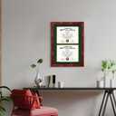 GMFrames Double 8.5x11 Diploma Certificate Frame, Solid Wood & Tempered Glass, Cherry Lacquer Finish & Intricate Rope Detail, Green over Gold Mat